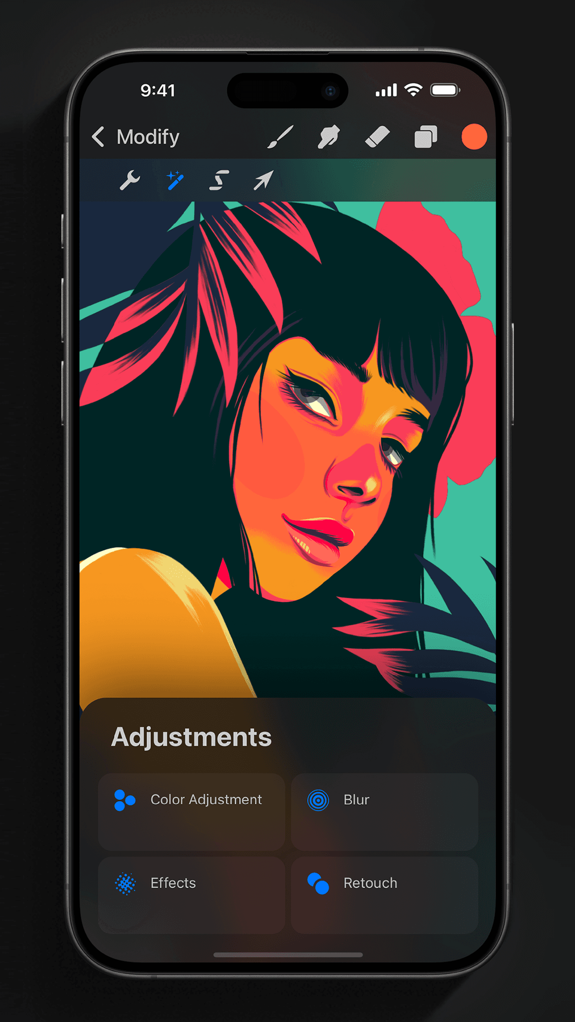 Procreate Pocket App Store screenshot showing illustration tools and interface